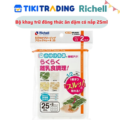 Bộ khay trữ đông thức ăn dặm cho bé baby có nắp đậy 15-25-50ml Richell Nhật