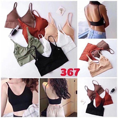 _Aó 2 dây thun gân_Áo ngực Bra 2 dây khoét lưng có đệm