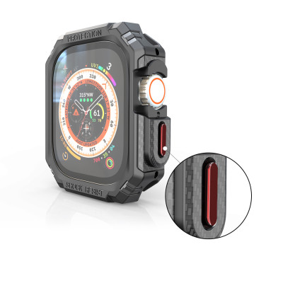 Ốp Case Armor Vân Carbon cho Apple Watch Ultra 1/2 49mm - Hàng Chính Hãng