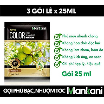 Hộp Dầu Gội Phủ Bạc Thảo Dược Hữu Cơ, Nhuộm Tóc Mankani [Chính Hãng]