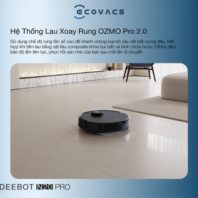 Robot Hút Bụi Lau Nhà Ecovacs Deebot N20 Pro Lực Hút 8.000 Pa - Hàng Chính Hãng
