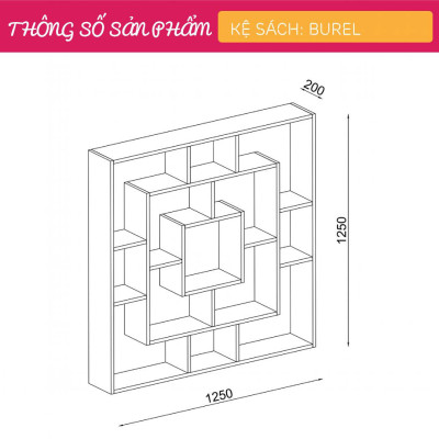 Giá sách bằng gỗ cho gia đình SMLIFE Burel