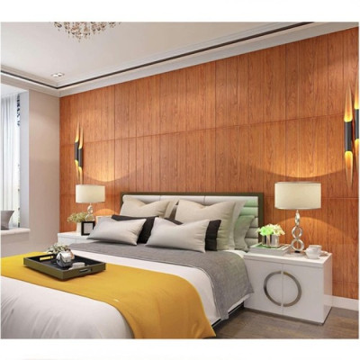 Bộ 10 Tấm Xốp Dán Tường Vân Gỗ Nâu Đỏ Cách Âm, Chống Va Đập, Bền Đẹp, Sang Trọng 