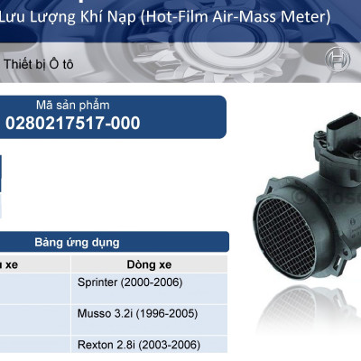 Cảm biến lưu lượng khí (Hot-Film Air Mass Meter) Mercedes Sprinter , Ssanyong Musso, Rexton - Bosch 7517