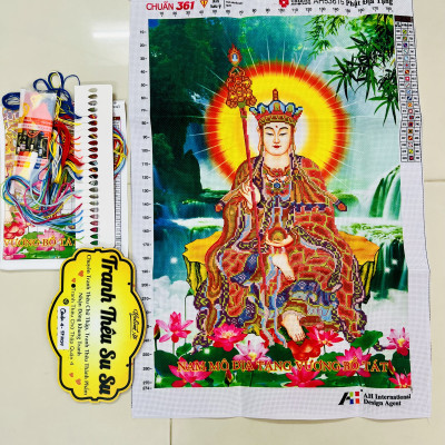 Tranh thêu chữ thập Phật địa tạng vương AL53615, kích thước 50 x 70 cm