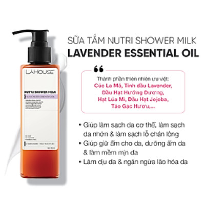 Sữa tắm làm dịu,làm sạch da Lá House Nutri Shower Milk 250ml Lavender/ Peppermint