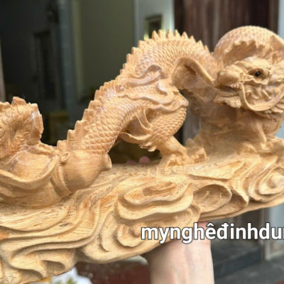 Tượng con rồng phong thủy bằng gỗ ngọc am thơm nức kt 35×18×12cm 