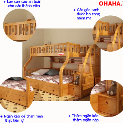 Giường Tầng Cao Cấp AMERICAN - USA OHAHA (Dưới 1m2, Trên 1m)