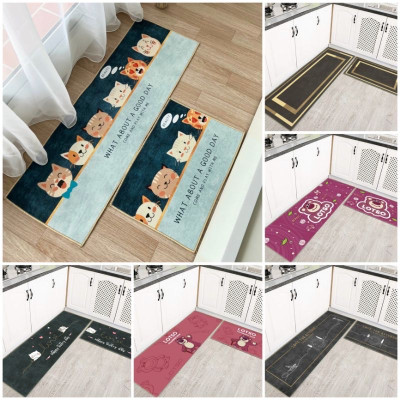 Bộ 2  Thảm Chùi Chân Nhà Bếp Hoa Văn 3D  Chống Trơn Trượt , Thấm Hút Nước Cực Tốt