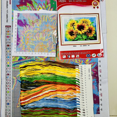 Tranh thêu kín Hoa hướng dương vs8250, kích thước 50 x 65 cm