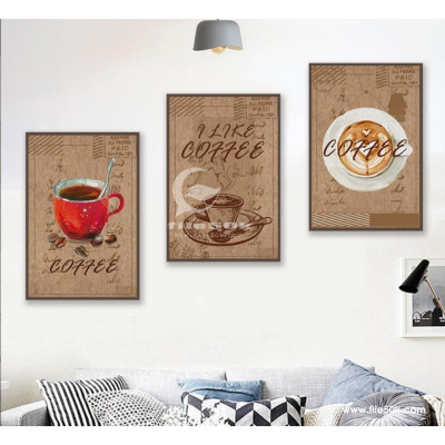 TRANH BỘ 3 TREO TƯỜNG CỠ ĐẠI KÈM KHUNG - TREO QUÁN CAFE- TB3BAFCF405