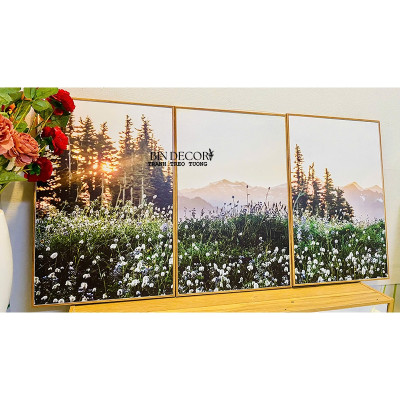 (ẢNH THẬT) Tranh treo tường hoa cỏ trắng mùa xuân tranh trang trí decor kèm đinh