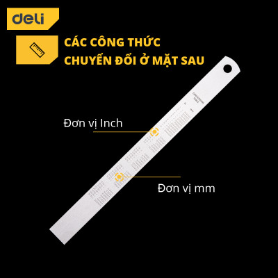 Thước Kẻ Thép Deli Cao Cấp - Kích Thước 15cm Nhỏ Gọn, Tiện Lợi - Chất Liệu Chống Mòn Gỉ - DL8015