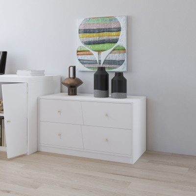 HAPPY FURNITURE , Tủ lưu trữ 4 ngăn kéo - DALEY ,THK_345 , 100cm x 45cm x 55cm DxRxC