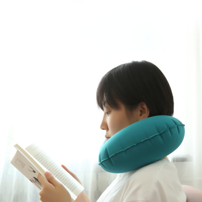 Gối hơi kê cổ bơm tự động, mềm mại, thiết kế hình chữ U giúp giảm đau cổ, có nút cài, phù hợp cho văn phòng và du lịch  Phượt Dã Ngoại Đi Chơi Quà Tặng Nam Nữ