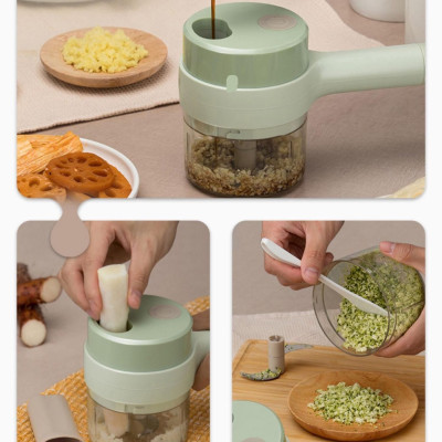 Máy xay mini cầm tay 3 trong 1 (máy xay nghiền tỏi ớt, rau củ, sinh tố;, máy nạo gọt hoa quả; máy cắt sợi, thái lát đồ ăn) dễ dàng vệ sinh - Chính hãng MINIIN (Giao màu ngẫu nhiên)