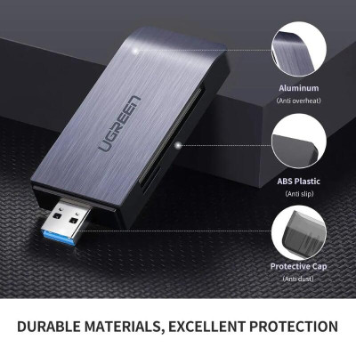 Ugreen UG50541CM180TK Màu Đen Đầu đọc thẻ USB 3.0 sang SD + TF + CF + MS cao cấp - HÀNG CHÍNH HÃNG