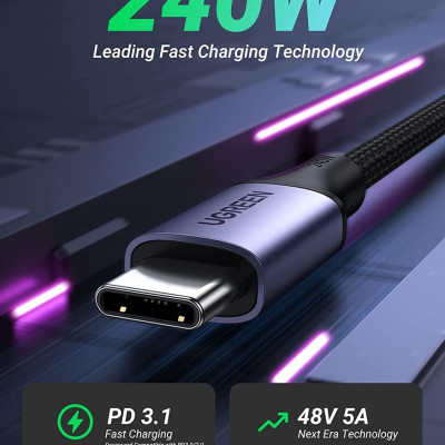 Ugreen UG90440US535TK 2M Màu Đen Cáp dữ liệu USB Type-c dài 2m - HÀNG CHÍNH HÃNG