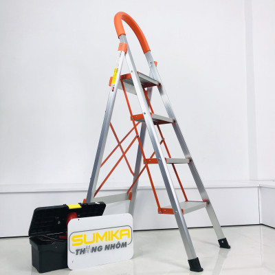 Thang nhôm ghế gia đình 4 bậc SUMIKA SK304 - Chiều cao 1.0m, tải trọng 150kg