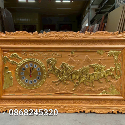 Tranh mã đáo thành công bằng  gỗ gõ kt 67×127×4cm 