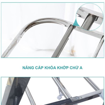 Giàn phơi, kệ phơi đồ Inox xếp gọn có bánh xe - Chính hãng NIKITA 818ABX