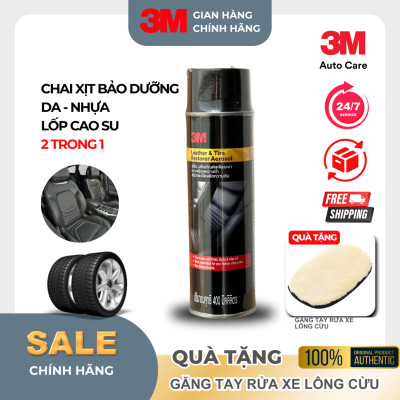 Dung Dịch Dưỡng Da nhựa nội thất Và Vỏ ( Lốp)  Xe 3M 39041A, 400ml, 6 Chai / Thùng