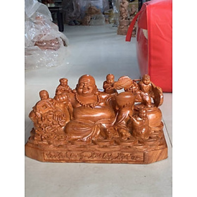 Tượng phật di lặc ngũ phúc bằng gỗ hương đá kt 60×30×30cm