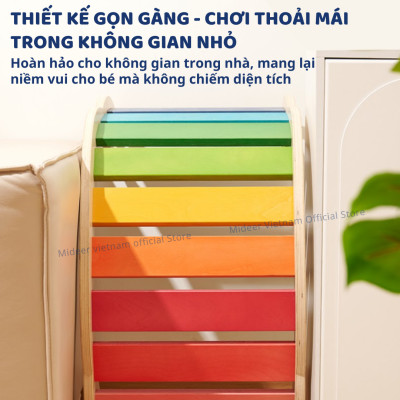 Ván thăng bằng montessori bập bênh vận động cho bé Mideer Rainbow Wooden Climber