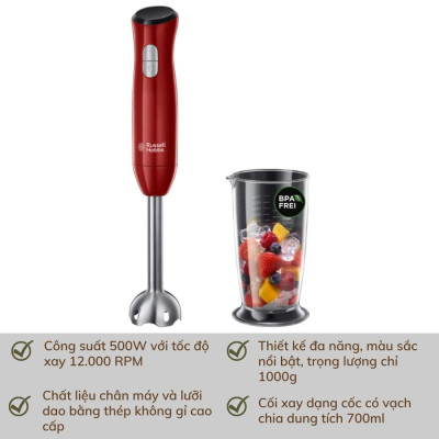  MÁY XAY SINH TỐ CẦM TAY RUSSELL HOBBS DESIRE 24690-56, 500W Hàng chính hãng