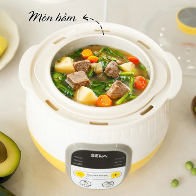 Nồi nấu cháo SEKA SK6182 dung tích 0,8L cho bé ăn dặm - Ninh hầm hấp cách thuỷ chưng yến hàng chính hãng