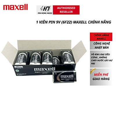 Hộp Pin 9V , Pin vuông ( Mã 6F22 ) Maxell Siêu bền - Hàng chính hãng