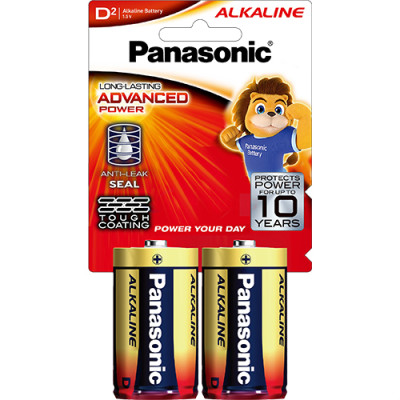 Vỉ Pin kiềm Đại D Panasonic Alkaline 1.5V LR20T/2B - 2 viên - Hàng chính hãng