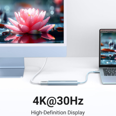Cáp chuyển USB-C sang HDMI + PD 100W + 3 x USB 3.0 Ugreen 35581 - Hàng chính hãng