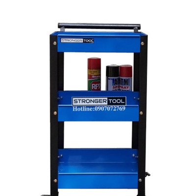 XE ĐẨY 3 NGĂN ĐA NĂNG CÓ KHAY PHỤ MÀU XANH THƯƠNG HIỆU STRONGER TOOL