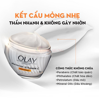 Kem dưỡng trắng da Olay Luminous Moisturiser Niacinamide + Vitamin C (50g) - Hàng chính hãng