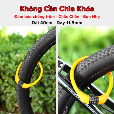 Khóa xe đạp thể thao tròn chống trộm lõi thép, 4 số an toàn không cần chìa khóa tiện lợi - Khóa xe đạp thể thao chống trộm 4 số cao cấp - Khóa Dây Dùng Mật Khẩu Gắn Xe Máy, Xe Đạp - Hầng Chính Hãng dododios