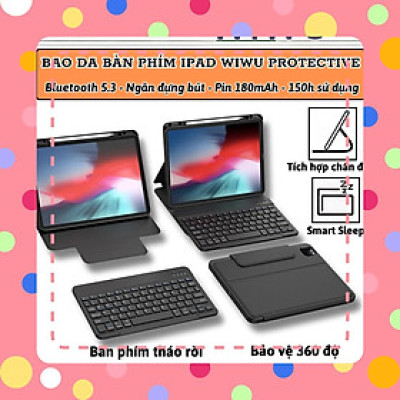 Case bao da bàn phím bluetooth bảo vệ 360 độ hiệu WIWU Protective Keyboard cho iPad Pro 11 13 inch M4 Pro 11 2020/21/22 Air 4/5/6/7 Gen 7 8 9 10.2 inch 10.5 inch Gen 10 10.9 inch - Bàn phím từ tính nam châm tháo rời, tích hợp giá đỡ - Hàng nhập khẩu