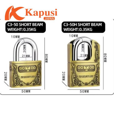 Ổ Khóa Chống Cắt Thép Không Gỉ Anbangde C3-50H - Chìa Mã Hóa 10 Lớp