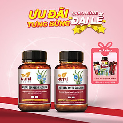 [Tặng Kem bôi khớp Stabil] Combo 2 Hộp Canxi Hữu Cơ New Zealand Nutri Seaweed Calcium 60 Viên - Bổ Sung Canxi, Tăng Chiều Cao, Chống Loãng Xương
