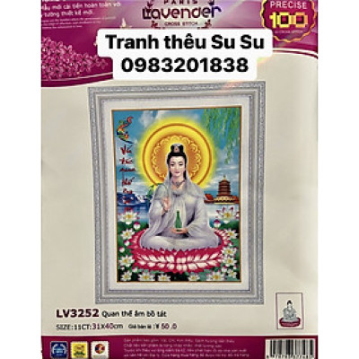 Tranh thêu chữ thập Quan thế âm bồ tát LV3252