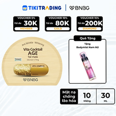Combo 10 Mặt Nạ Chống Lão Hóa, Giảm Nếp Nhăn BNBG Vita Cocktail AGE Foil Mask 30mlx10
