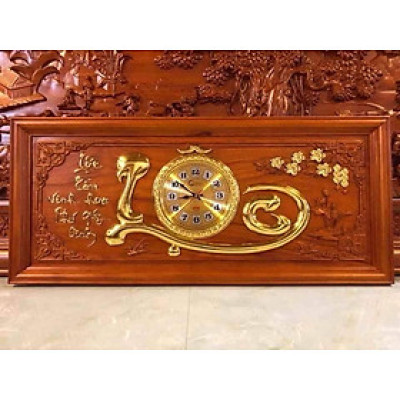 Đồng hồ treo tường gỗ hương chữ lộc kt 41×81×3cn
