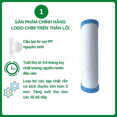 COMBO 3 LÕI LỌC NƯỚC PP 10" 5 MICRO - HÀNG CHÍNH HÃNG 