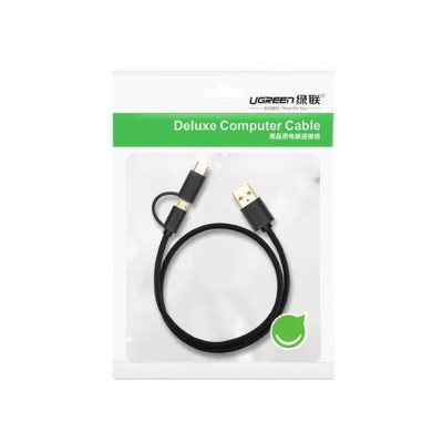 Ugreen UG30174US142TK 1M màu đen Dây USB 2.0 sang Type-C và micro - HÀNG CHÍNH HÃNG