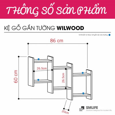 Kệ trang trí gỗ thiết kế mới lạ SMLIFE Wilwood