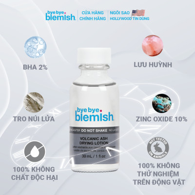Chấm Mụn Tro Núi Lửa Giảm Mụn Nhanh Sau 1 Đêm Dành Cho Mụn Trắng, Sưng Đỏ Bye Bye Blemish Volcanic Ash Drying Lot