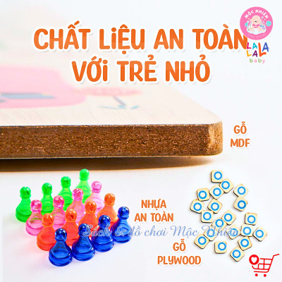 Đồ chơi cờ Lala Boardgame 2in1 - Bộ cờ gỗ 2 mặt cờ caro và cờ cá ngựa - Lalala baby