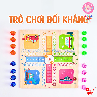 Đồ chơi cờ Lala Boardgame 2in1 - Bộ cờ gỗ 2 mặt cờ caro và cờ cá ngựa - Lalala baby