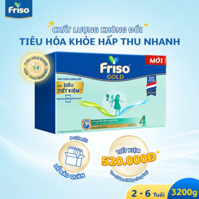 Sữa Bột Friso Gold 4 Hộp Giấy 3.2kg (Dành Cho Trẻ Từ 2 - 6 Tuổi)