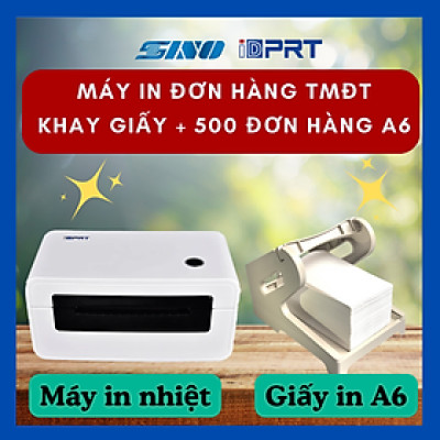 [RẺ] Combo Máy in vận đơn iDPRT SP410 + Khay +500 tờ giấy nhiệt, hàng nhập khẩu bảo hành 12 tháng